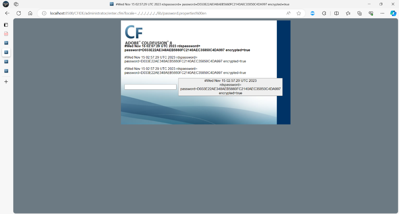 Adobe ColdFusion - password